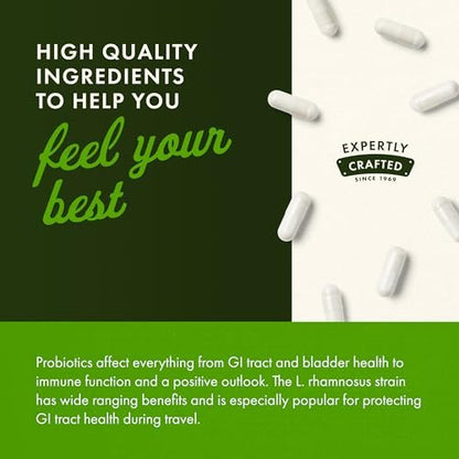 Swanson Lactobacillus Rhamnosus mit FOS - 5 Milliarden KBE - Unterstützung für die Verdauungsgesundheit mit Fructooligosacchariden - Probiotikum für die Magen-Darm-Gesundheit* - Vegan - 60 vegane Kapseln