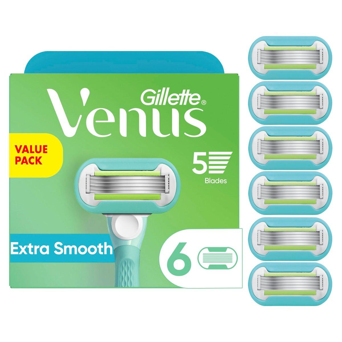 Gillette Venus Extra Smooth Damenrasierer Klingen Nachfüllpackung, 6 Stück, für eine gründliche, sanfte Rasur