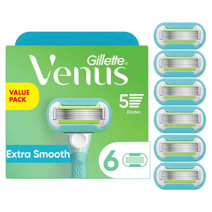 Gillette Venus Extra Smooth Damenrasierer Klingen Nachfüllpackung, 6 Stück, für eine gründliche, sanfte Rasur