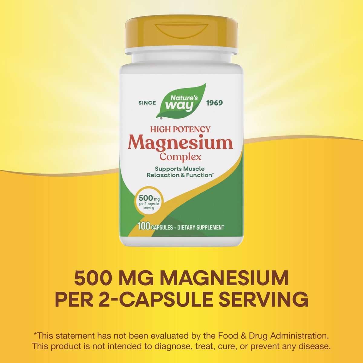 Nature's Way Magnesium-Komplex – Unterstützt Muskelentspannung* und ein Gefühl der Ruhe* – Magnesiumcitrat und -oxid, 100 Kapseln