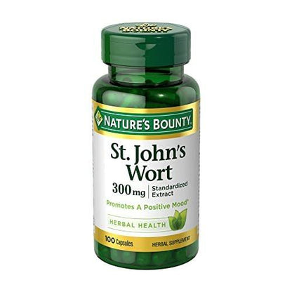 Nature's Bounty Johanniskraut 300 mg Kapseln – Pflanzliches Nahrungsergänzungsmittel zur Unterstützung einer positiven Stimmung, 100 Kapseln