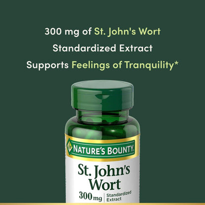 Nature's Bounty Johanniskraut 300 mg Kapseln – Pflanzliches Nahrungsergänzungsmittel zur Unterstützung einer positiven Stimmung, 100 Kapseln