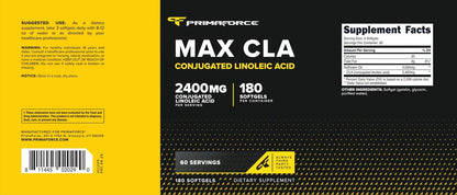 Primaforce CLA 2400 mg pro Portion (180 Weichkapseln) - Max CLA - für Männer und Frauen, nicht stimulierend, GMO-frei & glutenfrei