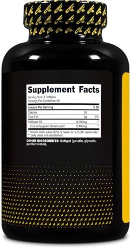 Primaforce CLA 2400 mg pro Portion (180 Weichkapseln) - Max CLA - für Männer und Frauen, nicht stimulierend, GMO-frei & glutenfrei
