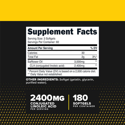 Primaforce CLA 2400 mg pro Portion (180 Weichkapseln) - Max CLA - für Männer und Frauen, nicht stimulierend, GMO-frei & glutenfrei