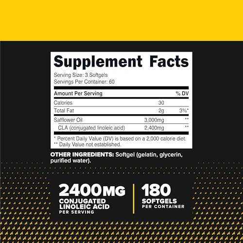 Primaforce CLA 2400 mg pro Portion (180 Weichkapseln) - Max CLA - für Männer und Frauen, nicht stimulierend, GMO-frei & glutenfrei
