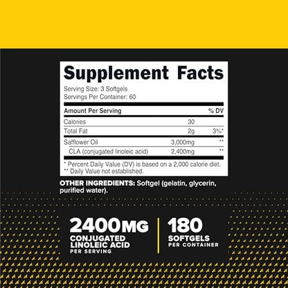 Primaforce CLA 2400 mg pro Portion (180 Weichkapseln) - Max CLA - für Männer und Frauen, nicht stimulierend, GMO-frei & glutenfrei