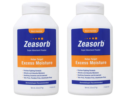 Zeasorb Feuchtigkeitsabsorbierendes Puder 2,5 Unzen (2er-Pack) – Gegen übermäßige Feuchtigkeit