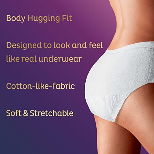 TENA Stylish White Inkontinenzslip für Frauen, Super Plus starke Saugfähigkeit, Erwachsenenwindeln, Small/Medium (Taillenumfang 74-102 cm), 18 Stück