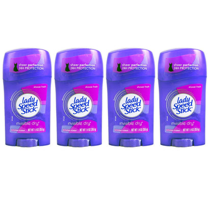 Lady Speed Stick Invisible Dry Antiperspirant & Deodorant, Shower Fresh, 1,4 Unze (4er-Pack)