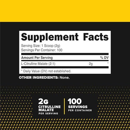 PrimaForce L-Citrullin-Malat-Pulver, ungesüßt, Pre-Workout-Supplement, 200 g – Steigert Energie, Fördert Erholung, Verbessert Kraftleistung – Vegan, Nicht-GVO