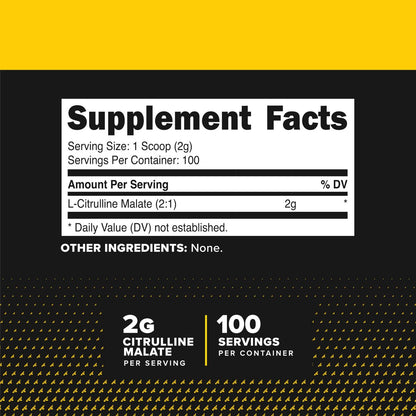PrimaForce L-Citrullin-Malat-Pulver, ungesüßt, Pre-Workout-Supplement, 200 g – Steigert Energie, Fördert Erholung, Verbessert Kraftleistung – Vegan, Nicht-GVO