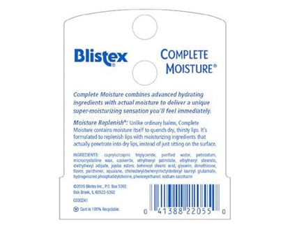 Blistex Complete Moisture Lippenbalsam, 4er-Pack – Intensive Feuchtigkeitspflege für trockene Lippen