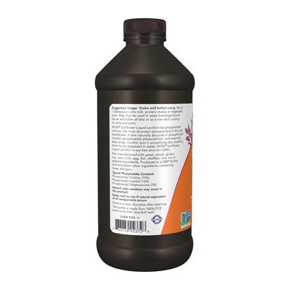 NOW Foods Sonnenblumen-Lecithin mit natürlichem Phosphatidylcholin und anderen Phosphatiden, flüssig, 473 ml