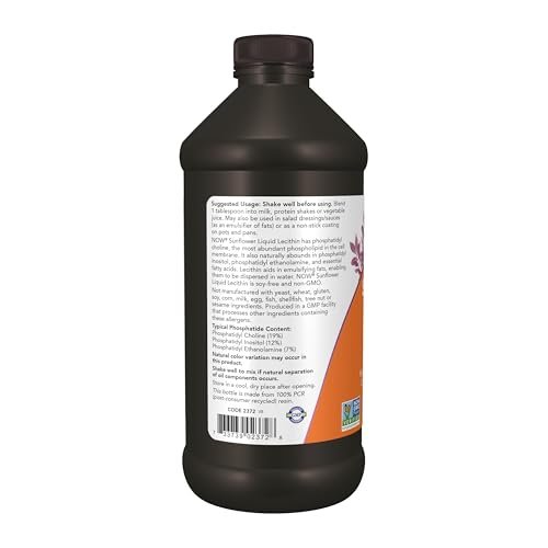 NOW Foods Sonnenblumen-Lecithin mit natürlichem Phosphatidylcholin und anderen Phosphatiden, flüssig, 473 ml