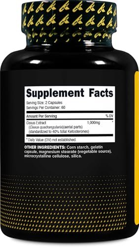 Primaforce Cissus Quadrangularis Extrakt, 120 Kapseln, 1000 mg pro Portion - Glutenfrei, Nicht-GVO