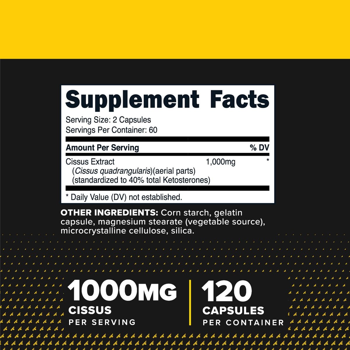 Primaforce Cissus Quadrangularis Extrakt, 120 Kapseln, 1000 mg pro Portion - Glutenfrei, Nicht-GVO
