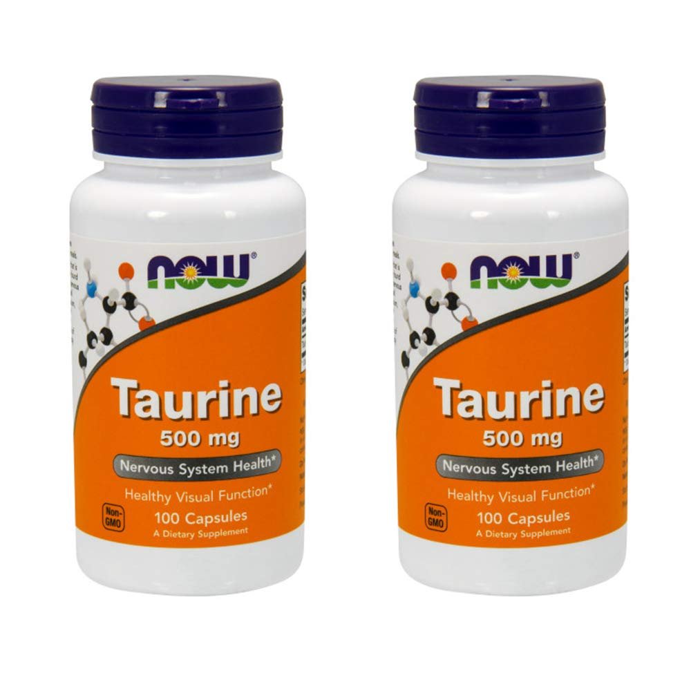 NOW Foods Taurin 500 mg Kapseln, 2er-Pack (100 Kapseln)