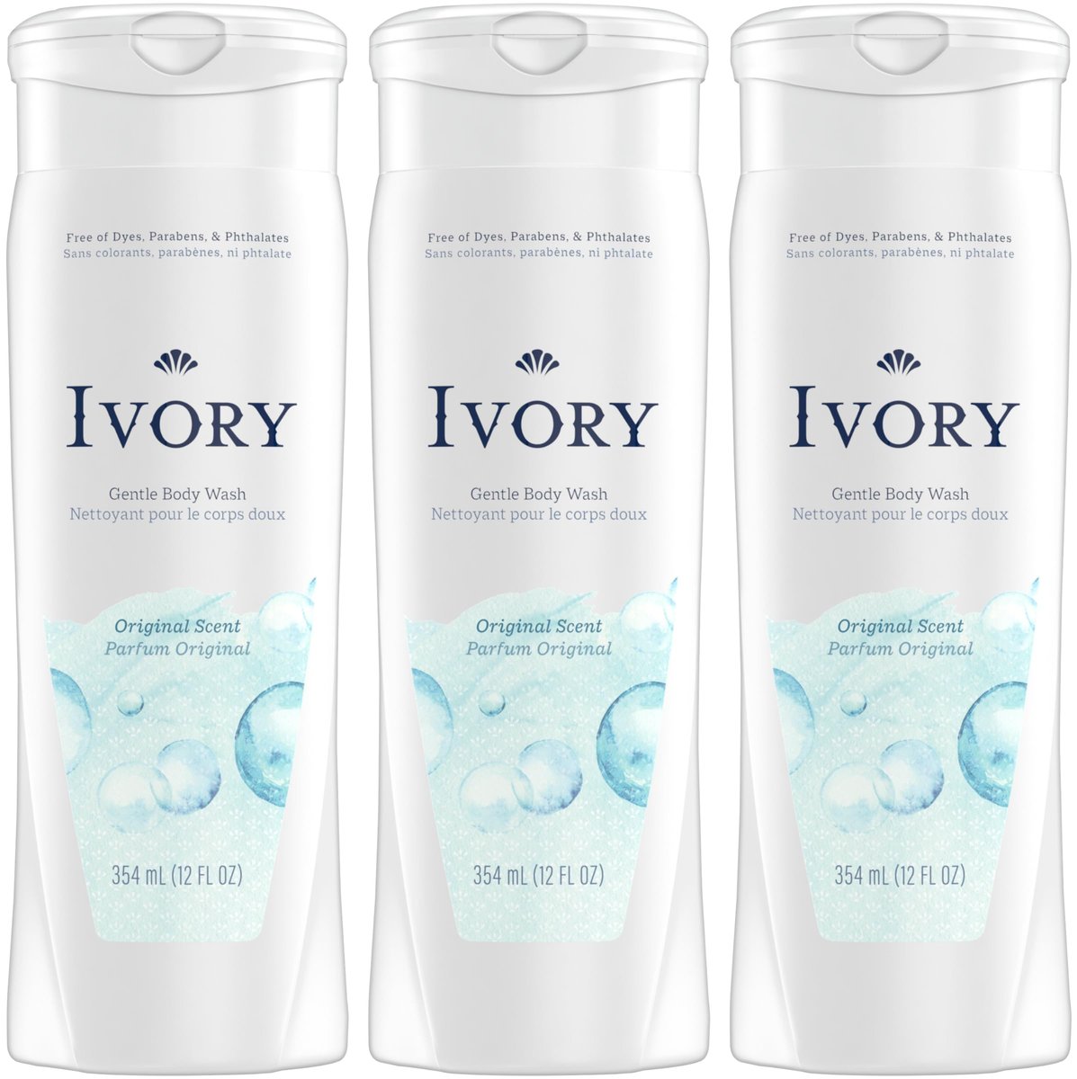 Ivory Original Body Wash – 12 oz (3er-Pack) – Sanfte Reinigung für die tägliche Hautpflege