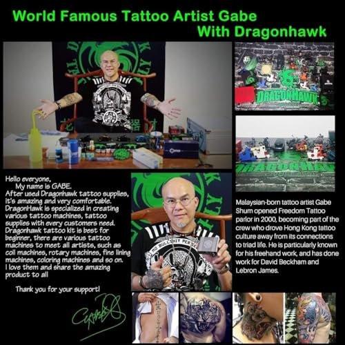 Dragonhawk Traditional Pro Komplettes Tattoo-Set – Zwei Maschinen, Farben, Netzteile, Einwegnadeln, Griffe – Ideal für Anfänger und Start-Tätowierer
