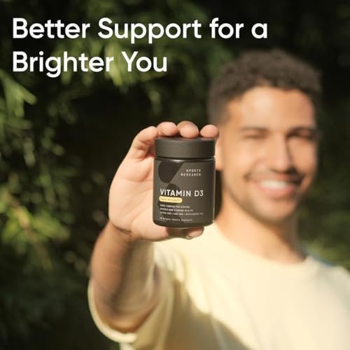 Sports Research Vitamin D3 5000 IE mit Kokos-MCT-Öl – Hochdosiertes Vitamin-D-Präparat für Immun- und Knochenunterstützung – Non-GMO verifiziert, gluten- & sojafrei – 125 µg, 360 flüssige Weichkapseln