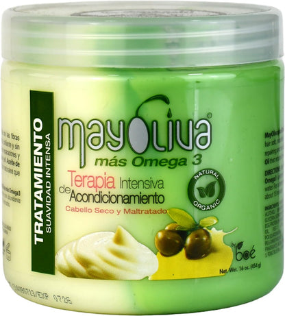 BOÉ COSMETICS Mayoliva Omega 3 Intensive Conditioning Therapy – 16 Unzen – Intensivpflege für trockenes und geschädigtes Haar