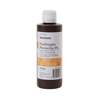 McKesson Wasserstoffperoxid 3% Lösung, 118 ml (4 Unzen) - Topische Lösung USP, Erste-Hilfe-Antiseptikum, Munddesinfektionsmittel