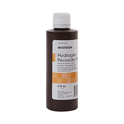 McKesson Wasserstoffperoxid 3% Lösung, 118 ml (4 Unzen) - Topische Lösung USP, Erste-Hilfe-Antiseptikum, Munddesinfektionsmittel
