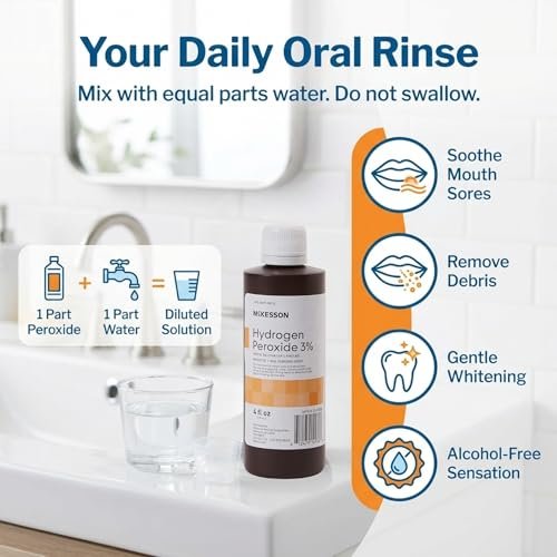 McKesson Wasserstoffperoxid 3% Lösung, 118 ml (4 Unzen) - Topische Lösung USP, Erste-Hilfe-Antiseptikum, Munddesinfektionsmittel