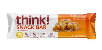 think! Proteinriegel mit Chicorée-Wurzel für Ballaststoffe, Verdauungsunterstützung, glutenfrei mit Molkenproteinisolat, gesalzenes Karamell, Snackriegel ohne künstliche Süßstoffe, 1,4 Unzen (10er Pack)