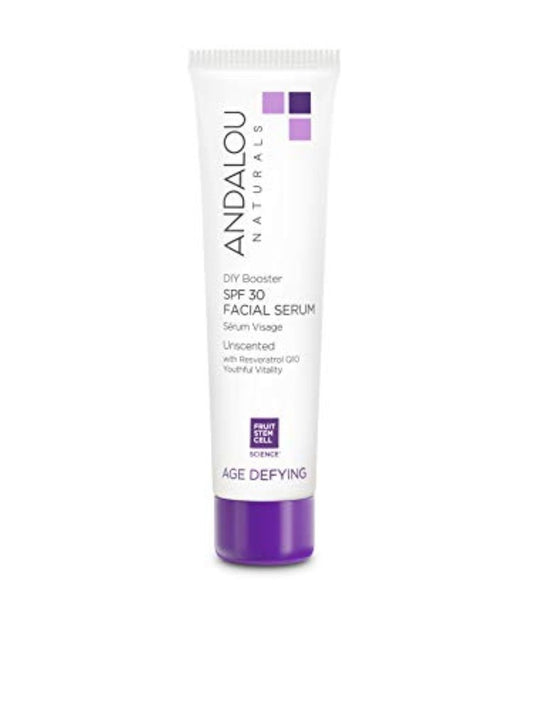Andalou Naturals DIY Booster SPF 30 Gesichtsserum, unparfümiert, Anti-Aging Sonnenschutz mit Breitbandschutz, feuchtigkeitsspendend für trockene bis sehr trockene Haut, 60 ml