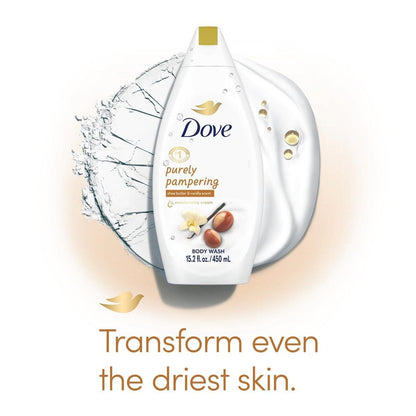 Dove Body Wash 3er-Pack – Purely Pampering mit Sheabutter & warmer Vanille für weichere, glattere Haut, 3 x 450 ml