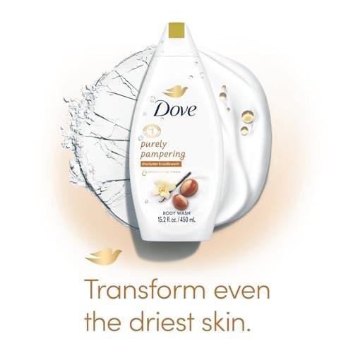 Dove Body Wash 3er-Pack – Purely Pampering mit Sheabutter & warmer Vanille für weichere, glattere Haut, 3 x 450 ml