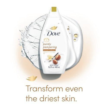 Dove Body Wash 3er-Pack – Purely Pampering mit Sheabutter & warmer Vanille für weichere, glattere Haut, 3 x 450 ml