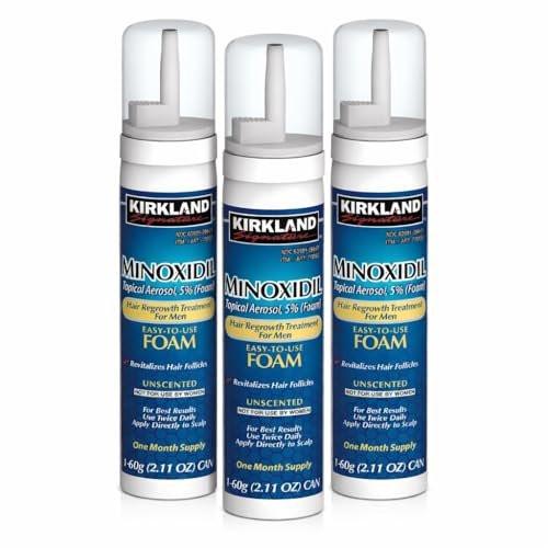 Kirkland Minoxidil für Männer – Haarwuchsbehandlung, unparfümiert, 3-Monats-Vorrat, 5% topisches Aerosol (Schaum)