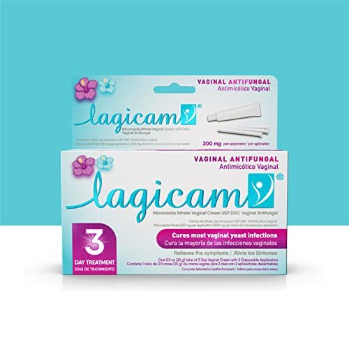 Lagicam 3-Tage-Vaginalpilzbehandlung für Frauen – Miconazolnitrat-Creme lindert Juckreiz und Reizungen, 3 Einweg-Applikatoren & Creme (1 Packung)