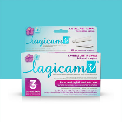 Lagicam 3-Tage-Vaginalpilzbehandlung für Frauen – Miconazolnitrat-Creme lindert Juckreiz und Reizungen, 3 Einweg-Applikatoren & Creme (1 Packung)