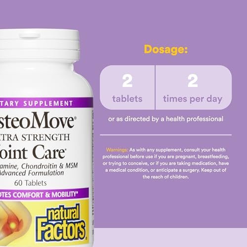 Natural Factors OsteoMove Gelenkpflege Extra Stärke – Unterstützung für Gelenk- und Knochengesundheit, Non-GMO, 60 Tabletten (30 Portionen)