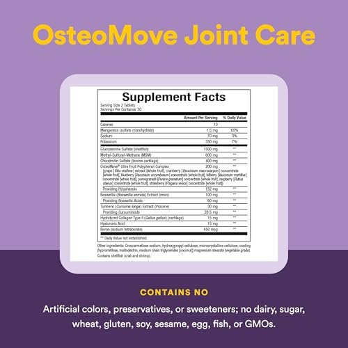Natural Factors OsteoMove Gelenkpflege Extra Stärke – Unterstützung für Gelenk- und Knochengesundheit, Non-GMO, 60 Tabletten (30 Portionen)