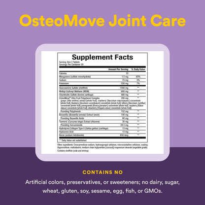 Natural Factors OsteoMove Gelenkpflege Extra Stärke – Unterstützung für Gelenk- und Knochengesundheit, Non-GMO, 60 Tabletten (30 Portionen)