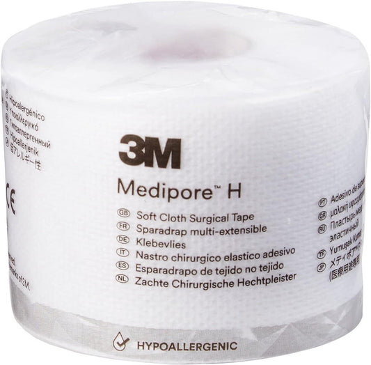 3M Medipore Hypoallergenes Weiches Stoffchirurgieband 2" x 10 Yards, Weiß, Hervorragende Haftung, Wasserbeständig