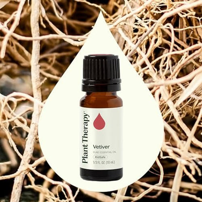 Plant Therapy Vetiver Ätherisches Öl, 10 ml – 100% rein und unverdünnt, ideal für Diffuser und DIY Hautpflege