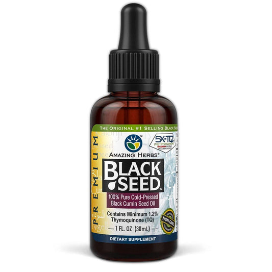 Amazing Herbs Premium Schwarzkümmelöl - Glutenfrei, Nicht-GVO, Kaltgepresstes Nigella Sativa Öl für Verdauungsgesundheit, Immununterstützung, Gehirnfunktion, Gelenkbeweglichkeit - 30 ml