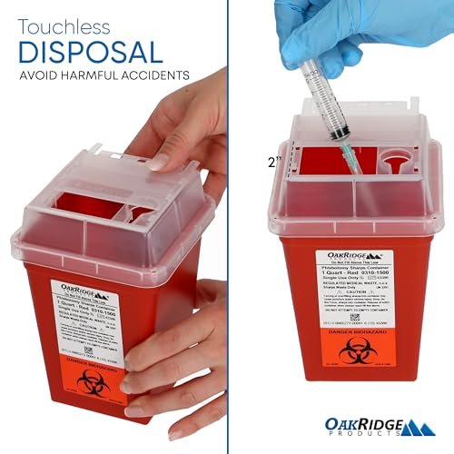 Oakridge Products Entsorgungsspender für scharfe Gegenstände – 1 Quart, durchsichtig, für den Heim- und professionellen Gebrauch, CDC-zertifiziert