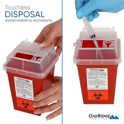 Oakridge Products Entsorgungsspender für scharfe Gegenstände – 1 Quart, durchsichtig, für den Heim- und professionellen Gebrauch, CDC-zertifiziert