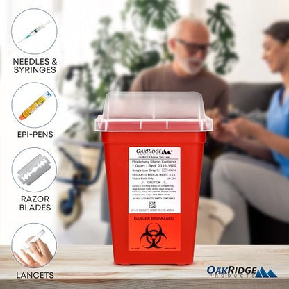 Oakridge Products Entsorgungsspender für scharfe Gegenstände – 1 Quart, durchsichtig, für den Heim- und professionellen Gebrauch, CDC-zertifiziert
