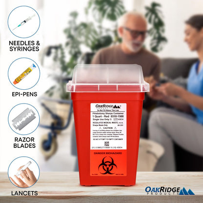 Oakridge Products Entsorgungsspender für scharfe Gegenstände – 1 Quart, durchsichtig, für den Heim- und professionellen Gebrauch, CDC-zertifiziert