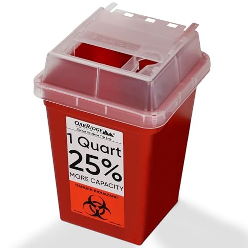 Oakridge Products Entsorgungsspender für scharfe Gegenstände – 1 Quart, durchsichtig, für den Heim- und professionellen Gebrauch, CDC-zertifiziert