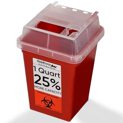 Oakridge Products Entsorgungsspender für scharfe Gegenstände – 1 Quart, durchsichtig, für den Heim- und professionellen Gebrauch, CDC-zertifiziert