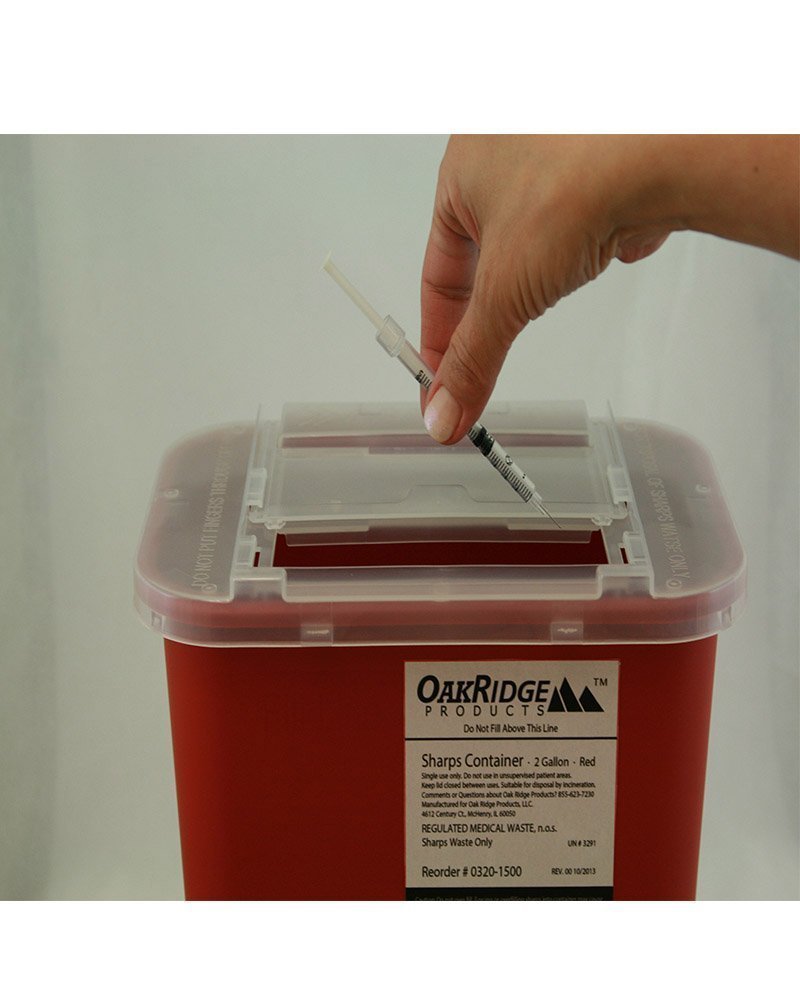 OAKRIDGE PRODUCTS Sharps Behälter 2 Gallonen – Sicherheitsbehälter für spitze Gegenstände (1 Stück, klar)